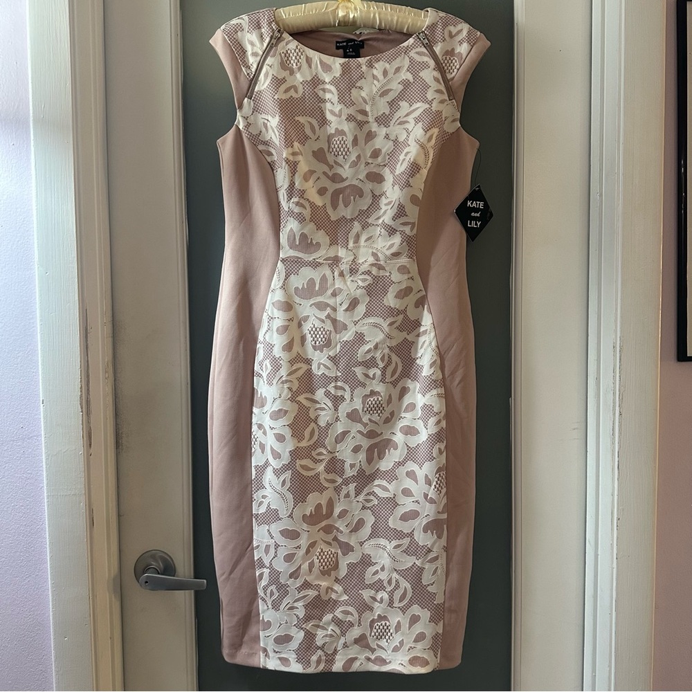 NWT Kate & Lily sleeveless sheath Elegant Floral Lace Midi Dress